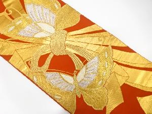 アンティーク　束ね熨斗に蝶模様織り出し袋帯(材料)